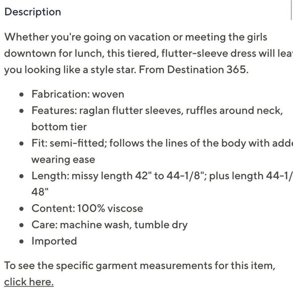 Destination 365 Tiered Midi Dress
Sz Med petite - Picture 5 of 5